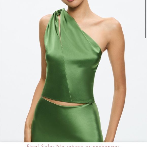Alice + Olivia Vibrant Green One-Shoulder Dress - Picture 1 of 3